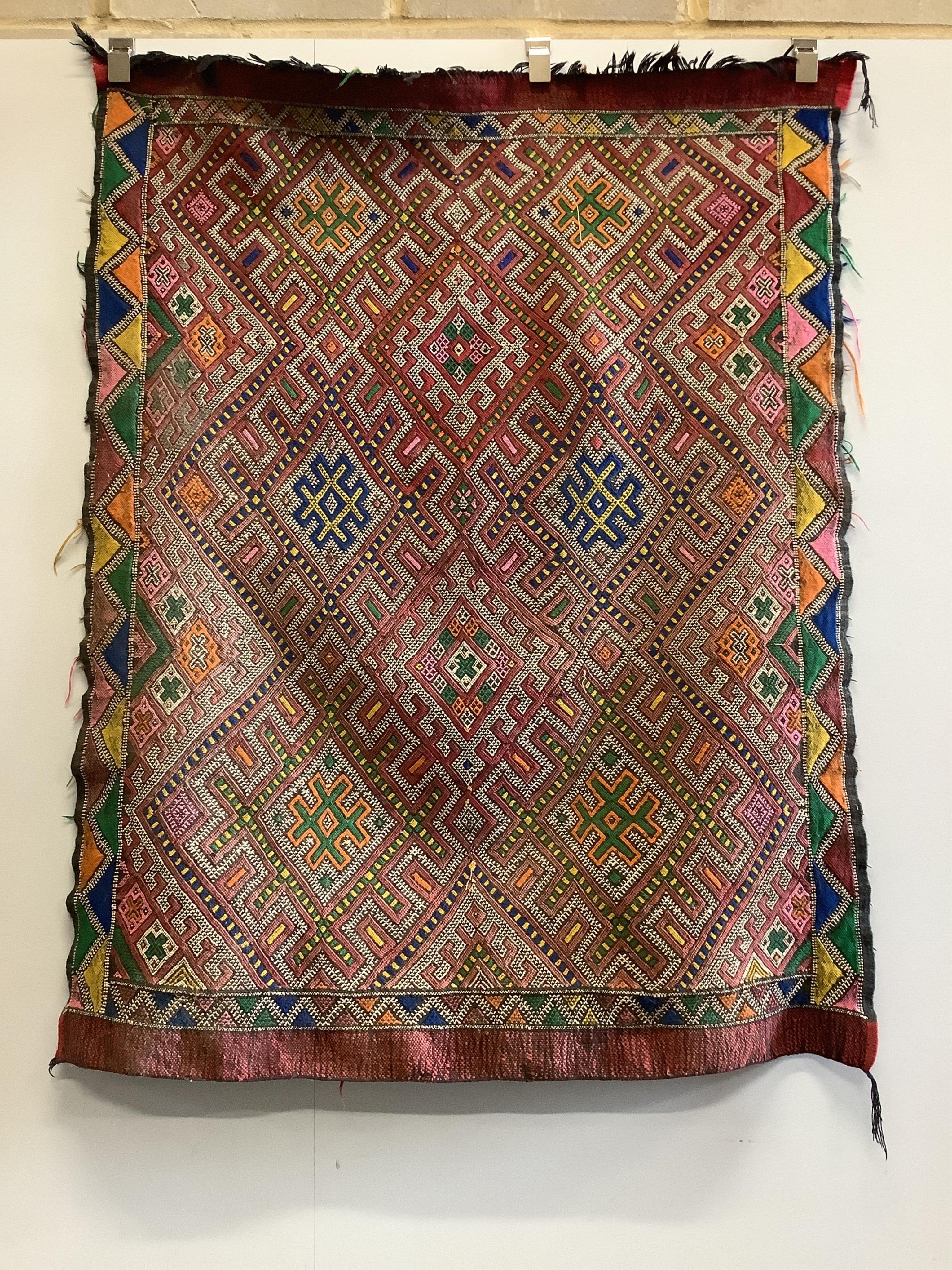 A Turkish Kilim, approx. 150 x 118cm. Condition - fair